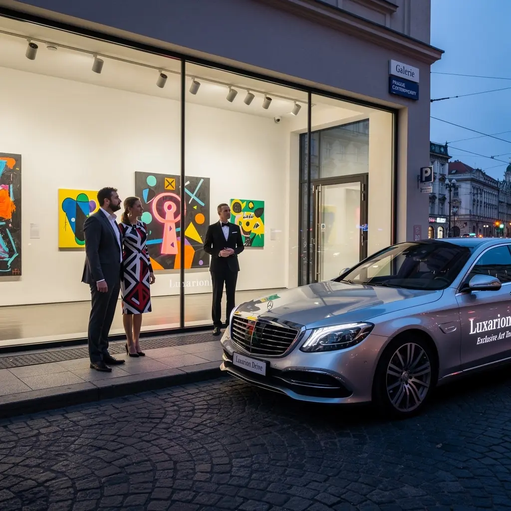 Zákazník si vybírá mezi různými modely luxusních vozů.