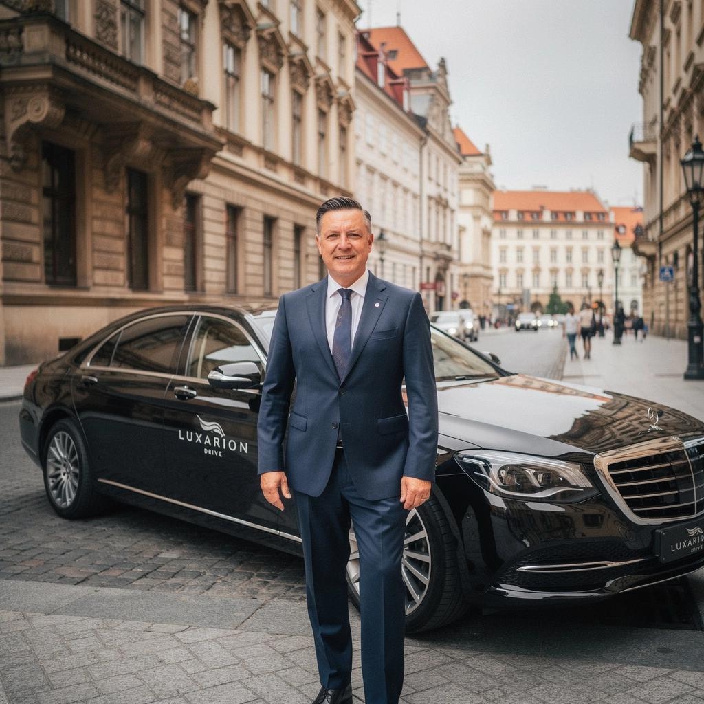 Pohled na expediční tým připravující luxusní automobil pro zákazníka.